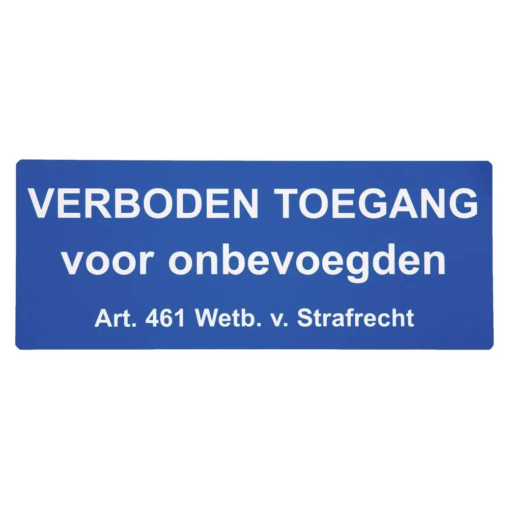 Sticker Toegang Verboden, tekst NL 25x10cm blauw