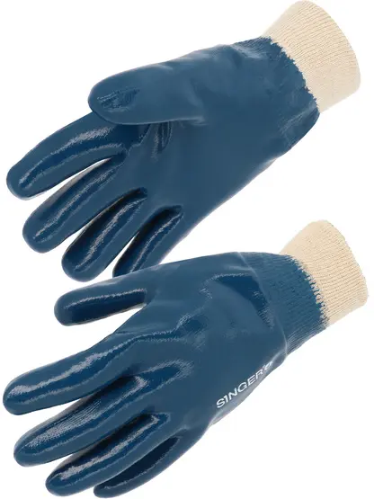 SINGER Handschoen Zware Nitril gesloten rug Sok (blauw)
